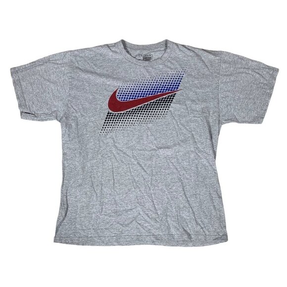 Nike Red Swoosh on Grey T-Shirt Size Large - Picture 1 of 3